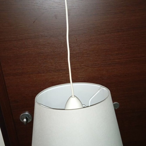 Ceiling light with grey and white lampshade