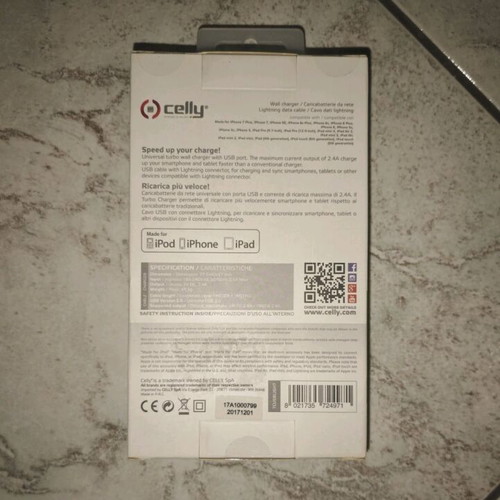 Celly USB charger new with lightning cable