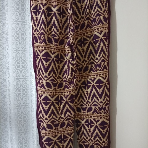 Summer printed pants used, size small/medium, beige and purple