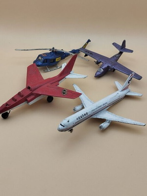 Collectible airplanes and helicopter used, Matchbox, Zymex, ASTA
