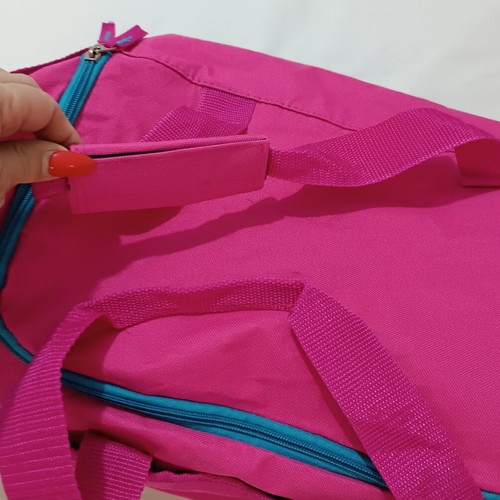 LiveUp Sports gym bag, fuchsia with turquoise details