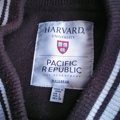 Pull & Bear college jacket used, brown and white, size L