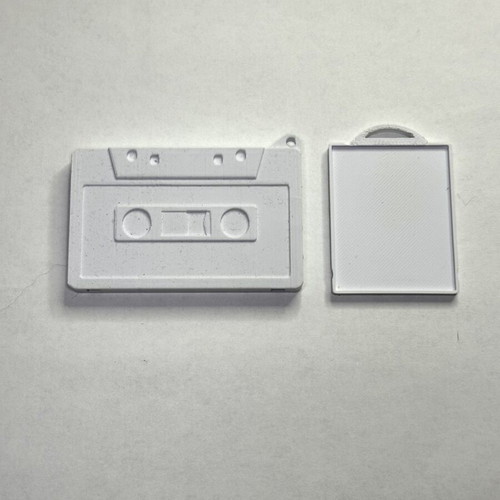 Video cassette keychain with photo slot, PLA