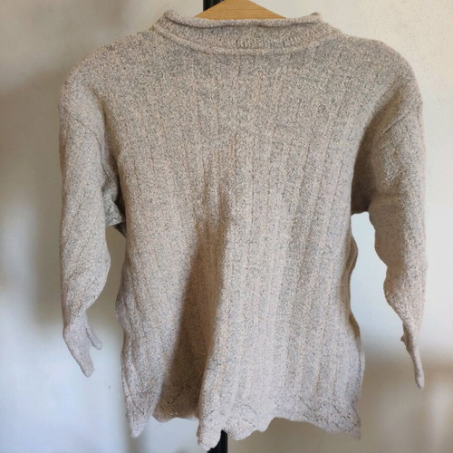 Vintage Racoon knit sweater with mock neck beige boucle fabric like new