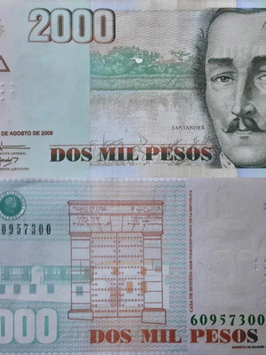 Colombia 2,000 Pesos banknote 2009 like new