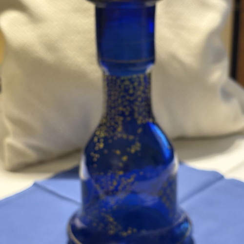 Hookah vase from Ioannina, electric blue with gold designs