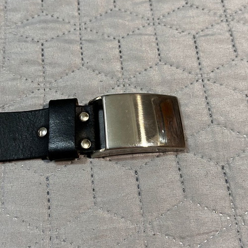 Women's black leather belt with silver buckle like new