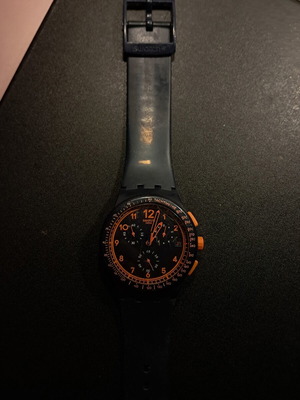 Swatch Chrono Rebirth Blue watch like new, black and orange