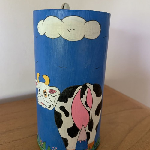 Bamboo Pencil Holder hand-painted, like new