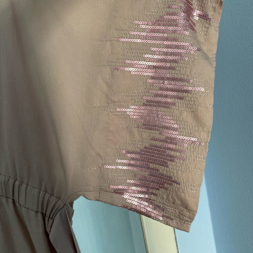 Naf Naf dress with sequin details like new, size XL, beige pink