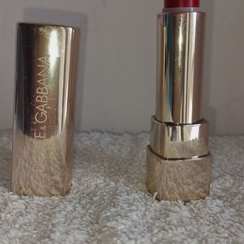 Dolce and Gabbana lipstick used, intense red shade
