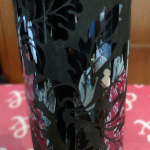 Porcelain vase new black with matte and glossy flowers