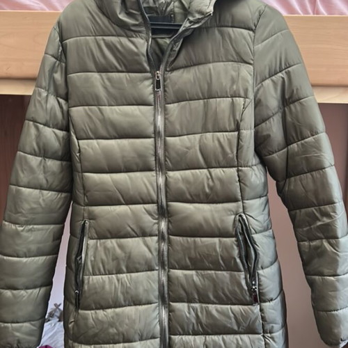 Khaki jacket with hood Morena Spain used, nylon