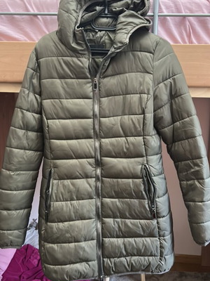 Khaki jacket with hood Morena Spain used, nylon