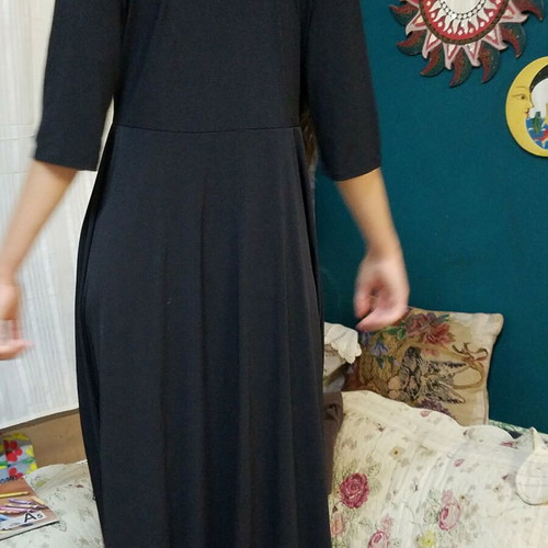 Zara black dress XL with deep neckline and neck tie, new
