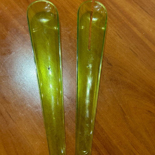 Plastic salad tongs used