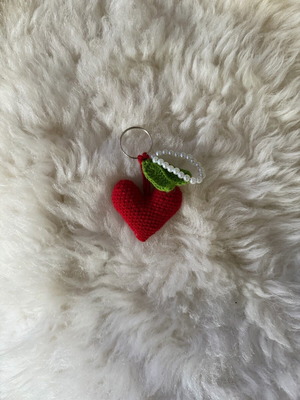 Amigurumi heart keychain new, red for Valentine's Day