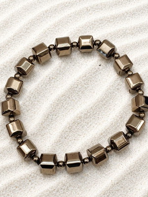 Handmade Elastic Bracelet Made of Silicon, Gold Tone, New