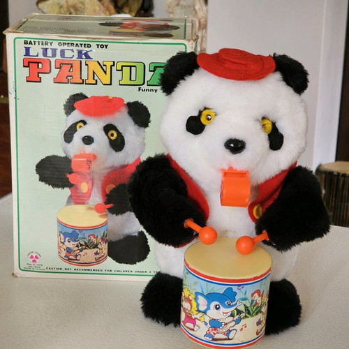 Panda toy used, collectible, 1980s, made in Taiwan
