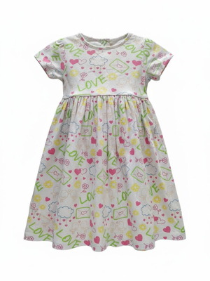 Prenatal summer dress with hearts for ages 7-8, like new, white and pink