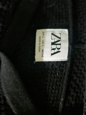 Μπλούζα με κουκούλα Zara μαύρη διάτρητη πλέξη σαν καινούργιο, μέγεθος L