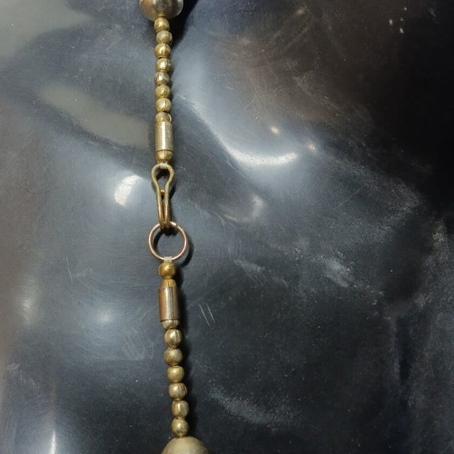 Vintage Royal Blue Necklace with Gold Details and Natural Beads
