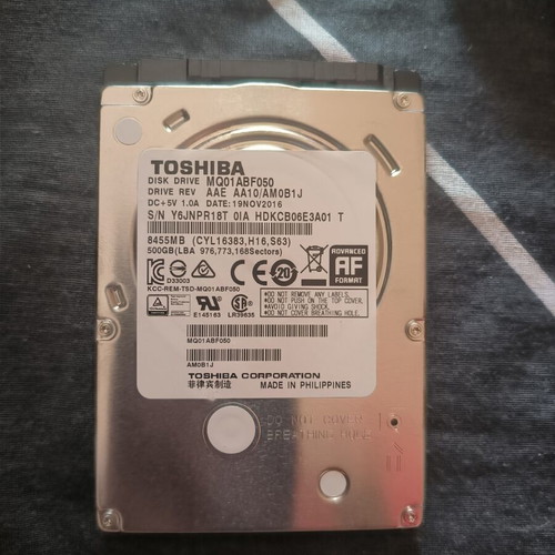Toshiba 500GB HDD Slim Line like new, excellent condition