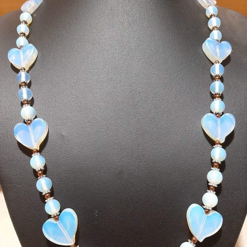 Opalite necklace in surgical steel new