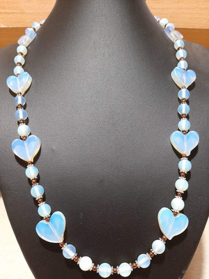 Opalite necklace in surgical steel new
