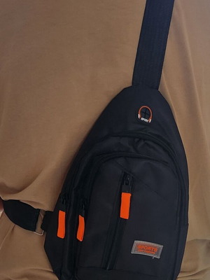Mini backpack new, black and orange, back type