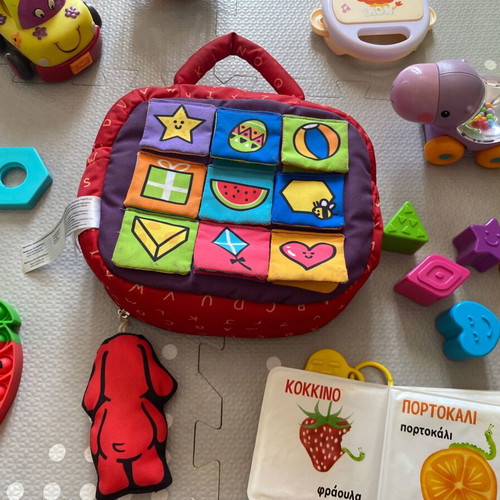 Set of baby toys used, for ages 12, 18, and 24 months