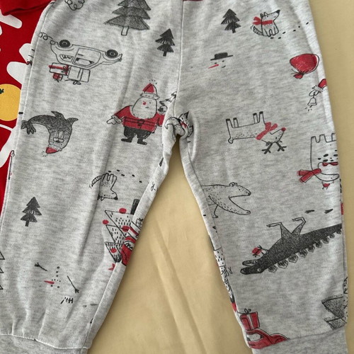 Christmas set with red blouse and grey pants, like new, cotton