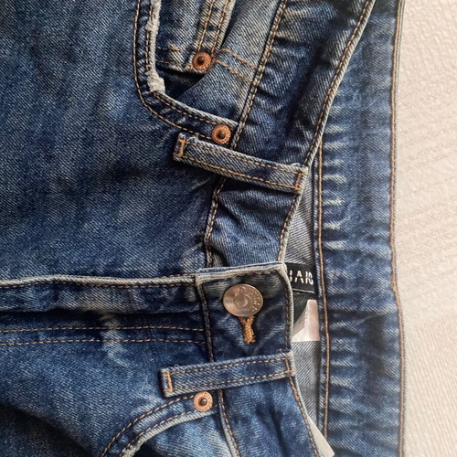 Denim shorts used with side design, size 34, blue H&M