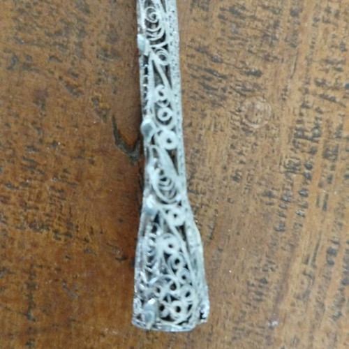 Antique Silver Smoking Pipe Mouthpiece like new, filigree 925 silver