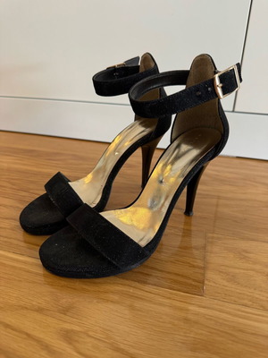 Beatrice high-heeled sandals new with glitter black and silver size 36