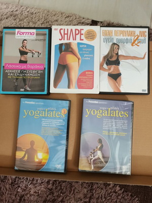 Gymnastics DVDs used, pack of 5 including sealed yogalates