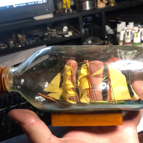 Ship in a bottle like new, about 20 cm