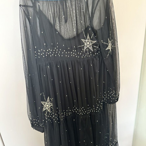 Zara black double tulle dress like new, size L