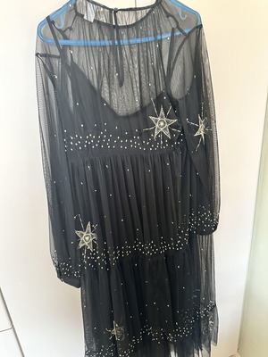 Zara black double tulle dress like new, size L