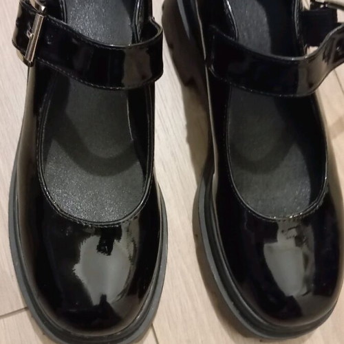Loafers platform moccasins with buckle patent leather like new size 38-39 black