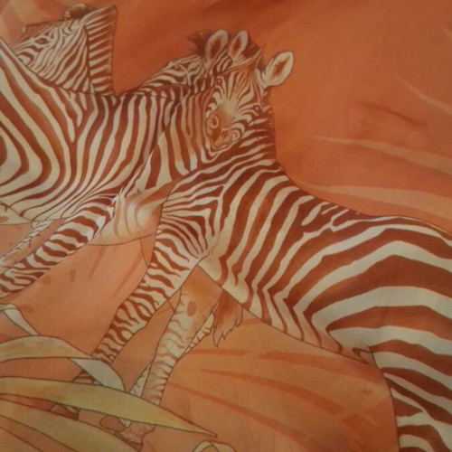 Salvatore Ferragamo silk scarf, apricot color, jungle design
