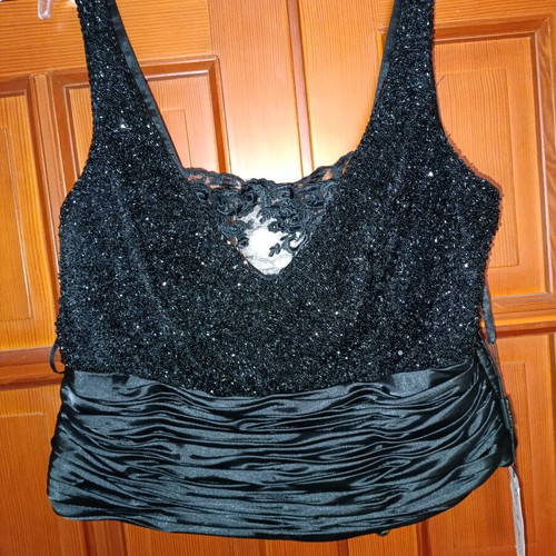 Luxury evening top made in Italy new, black with sequins and lace