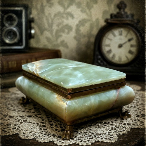 Vintage μπιζουτιέρα green onyx σαν καινούργιο