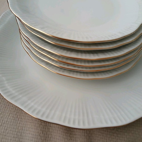 Vintage white porcelain dessert set, 7 pieces, Studio Collection by Family