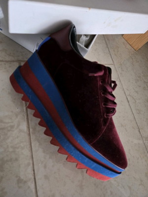 Stella McCartney Elyse Velvet platforms new, red