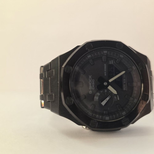 Casio G-Shock GA-2100 custom watch, silver steel