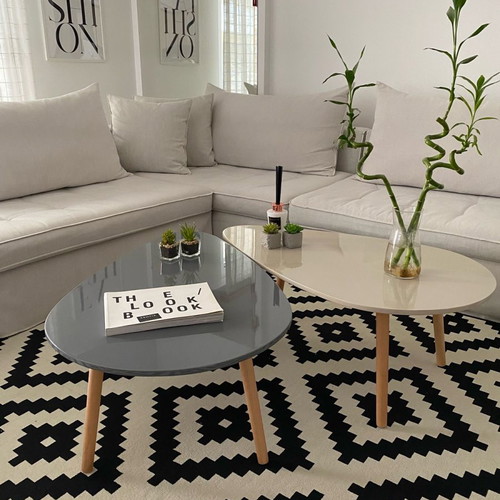 Coffee table set new in gray and ecru color