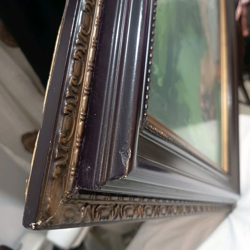 Embroidered frame used with glass, vintage