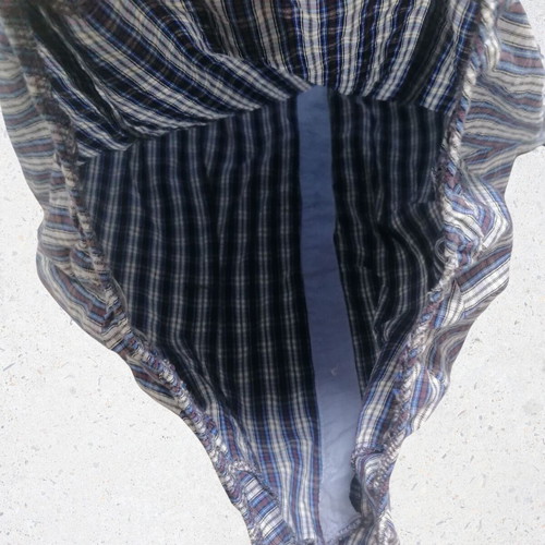 Kocca plaid bodysuit shirt Small new, blue and white