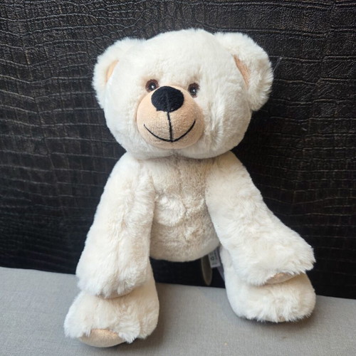 MiniFeet teddy bear, 100% recycled, with label, white